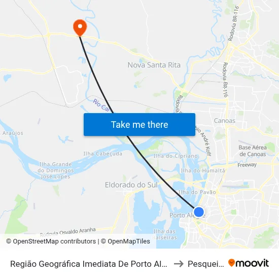 Região Geográfica Imediata De Porto Alegre to Pesqueiro map