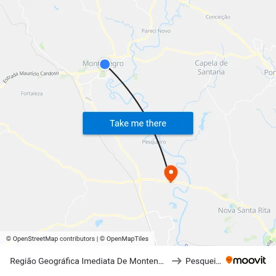 Região Geográfica Imediata De Montenegro to Pesqueiro map