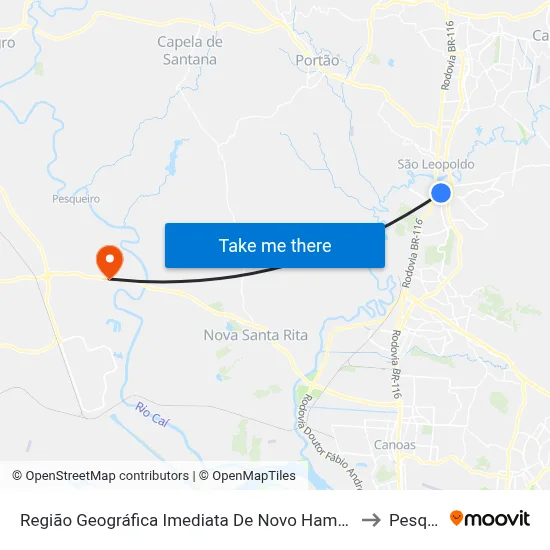 Região Geográfica Imediata De Novo Hamburgo - São Leopoldo to Pesqueiro map