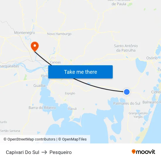 Capivari Do Sul to Pesqueiro map