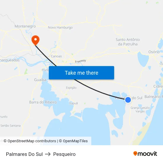 Palmares Do Sul to Pesqueiro map
