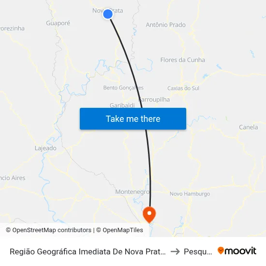 Região Geográfica Imediata De Nova Prata - Guaporé to Pesqueiro map