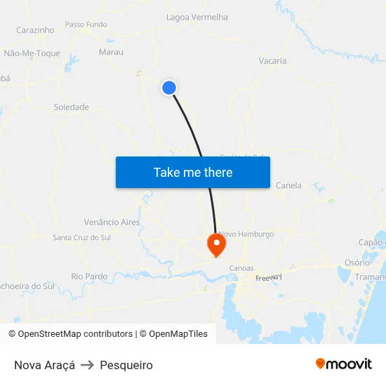 Nova Araçá to Pesqueiro map