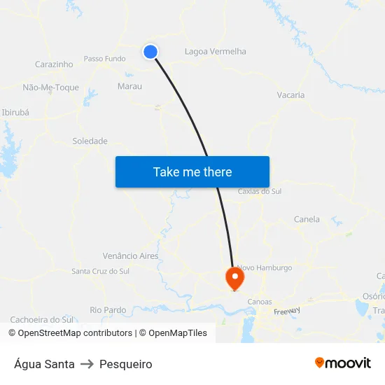 Água Santa to Pesqueiro map