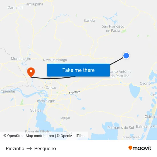 Riozinho to Pesqueiro map