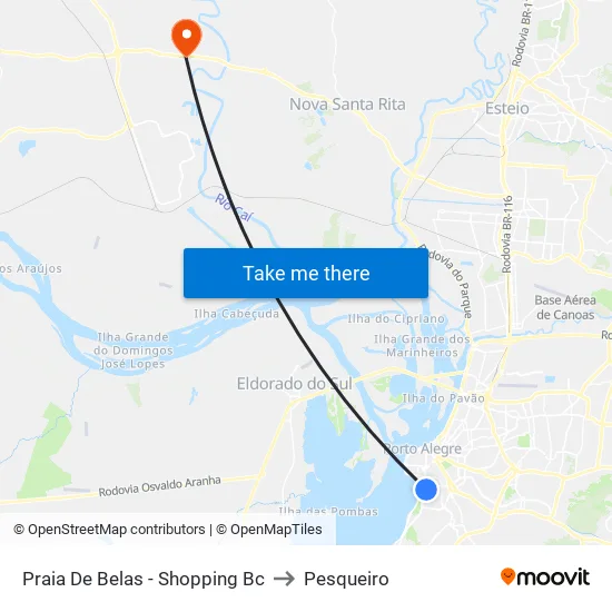 Praia De Belas - Shopping Bc to Pesqueiro map