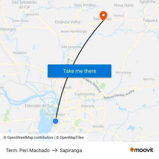 Term. Peri Machado to Sapiranga map