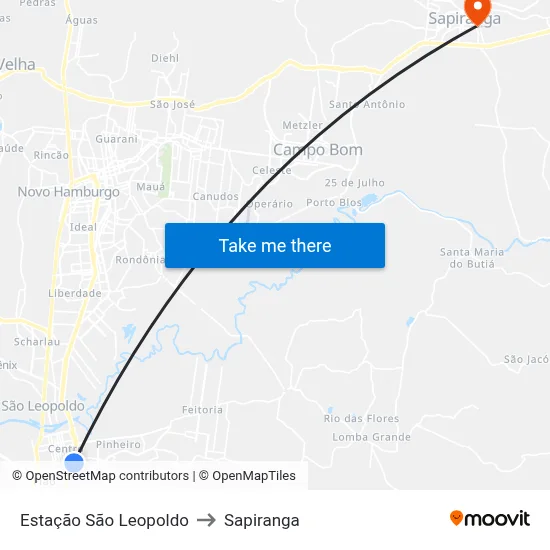 Estação São Leopoldo to Sapiranga map