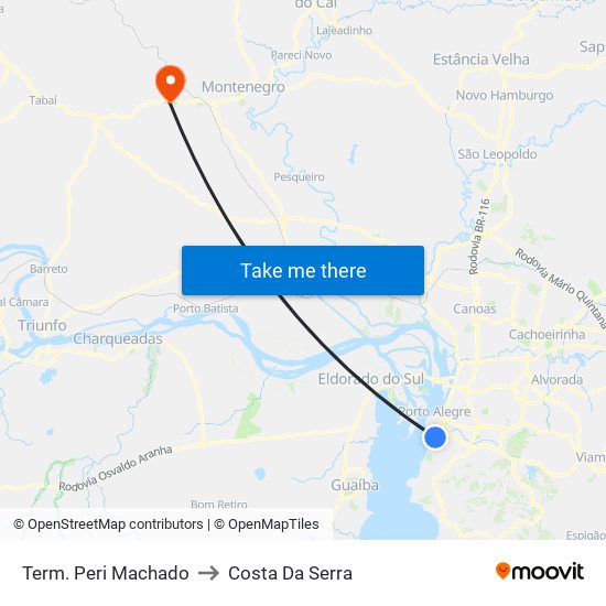 Term. Peri Machado to Costa Da Serra map