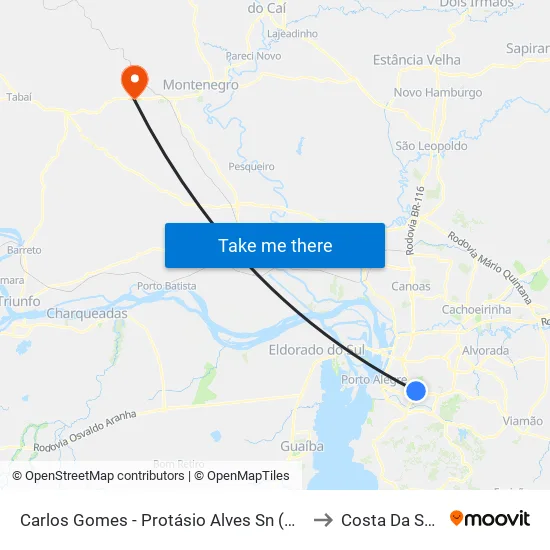 Carlos Gomes - Protásio Alves Sn (Piso 1) to Costa Da Serra map