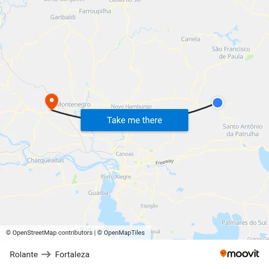 Rolante to Fortaleza map