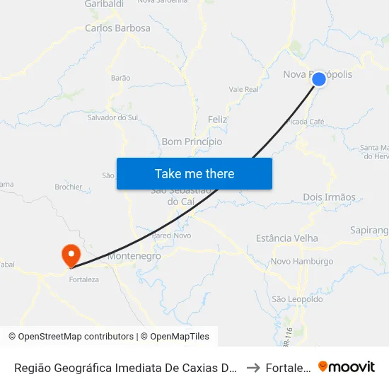 Região Geográfica Imediata De Caxias Do Sul to Fortaleza map