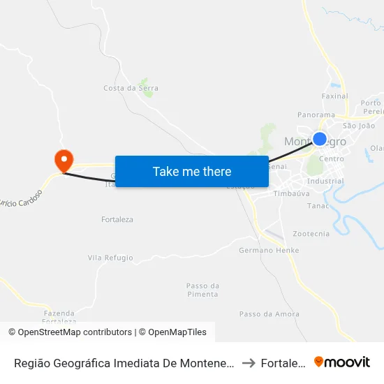 Região Geográfica Imediata De Montenegro to Fortaleza map