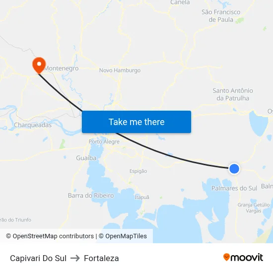 Capivari Do Sul to Fortaleza map