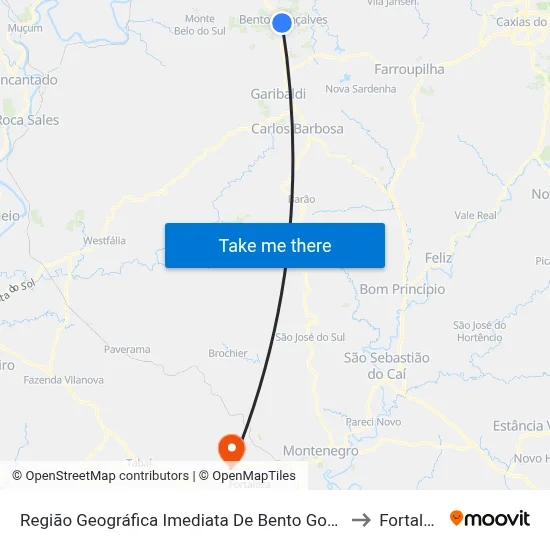 Região Geográfica Imediata De Bento Gonçalves to Fortaleza map
