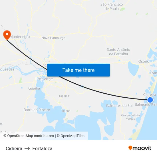 Cidreira to Fortaleza map