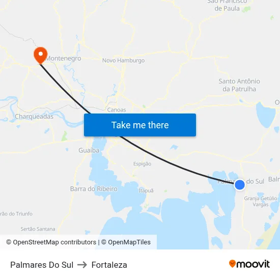 Palmares Do Sul to Fortaleza map