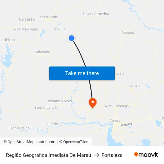 Região Geográfica Imediata De Marau to Fortaleza map