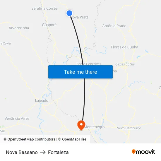 Nova Bassano to Fortaleza map