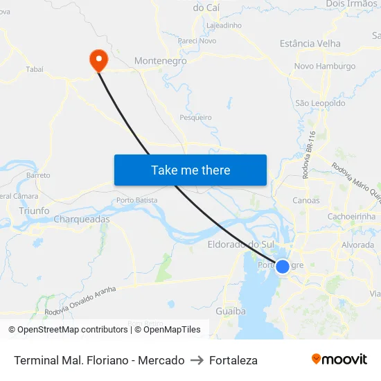 Terminal Mal. Floriano - Mercado to Fortaleza map