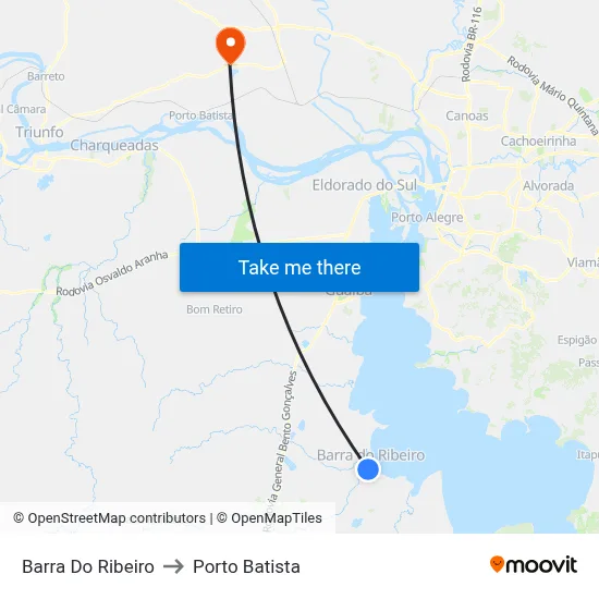 Barra Do Ribeiro to Porto Batista map