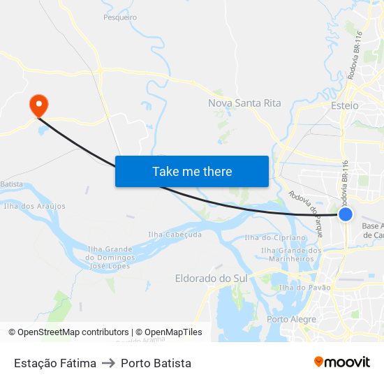 Estação Fátima to Porto Batista map