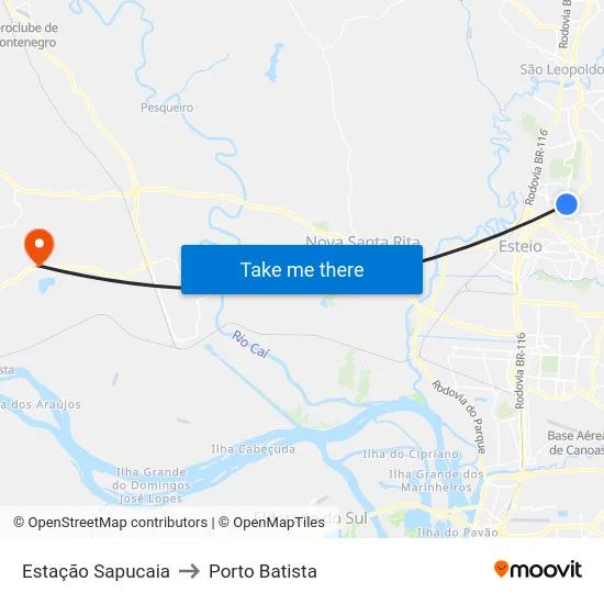 Estação Sapucaia to Porto Batista map