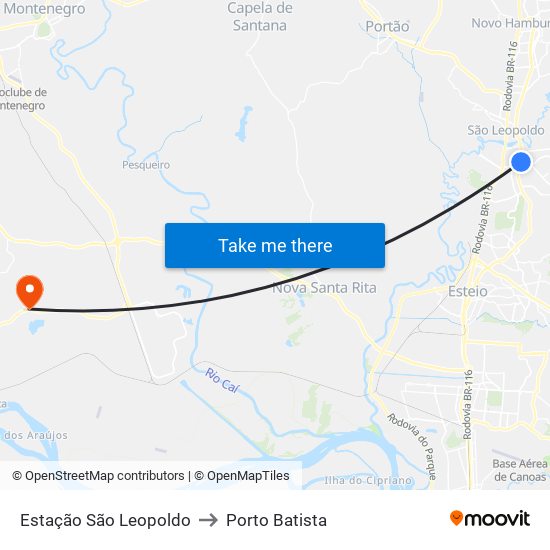 Estação São Leopoldo to Porto Batista map