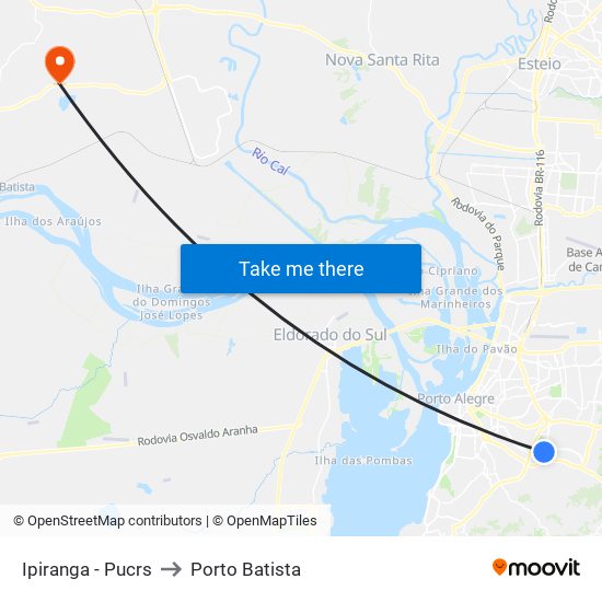 Ipiranga - Pucrs to Porto Batista map