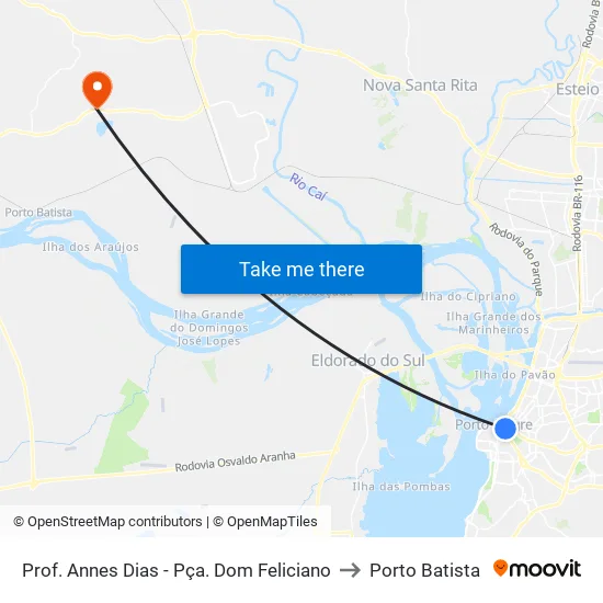 Prof. Annes Dias - Pça. Dom Feliciano to Porto Batista map