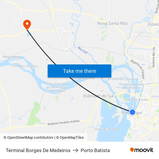 Terminal Borges De Medeiros to Porto Batista map