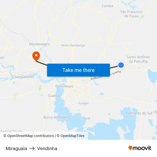 Miraguaia to Vendinha map