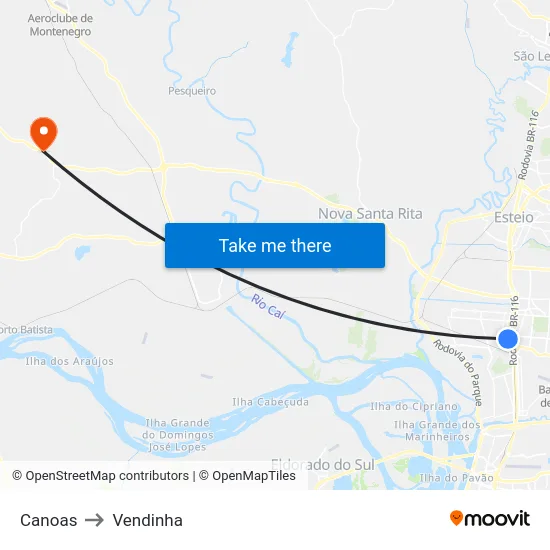 Canoas to Vendinha map