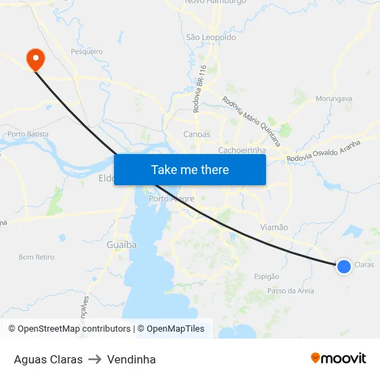 Aguas Claras to Vendinha map