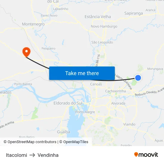 Itacolomi to Vendinha map