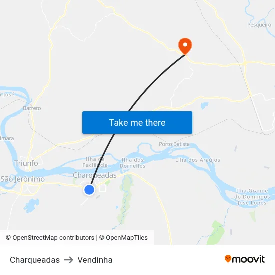 Charqueadas to Vendinha map