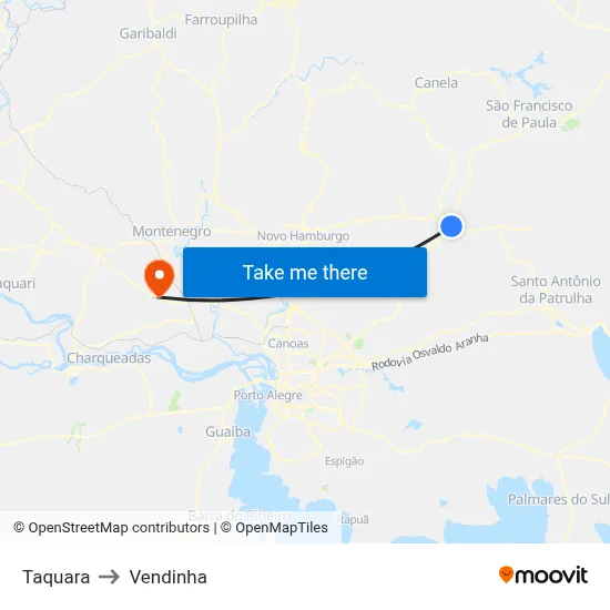 Taquara to Vendinha map