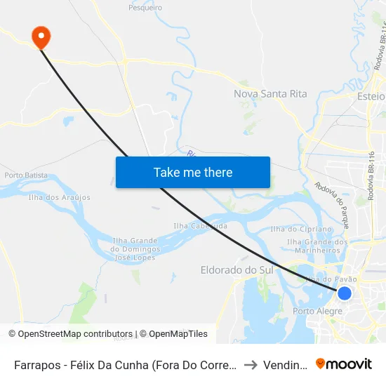 Farrapos - Félix Da Cunha (Fora Do Corredor) to Vendinha map