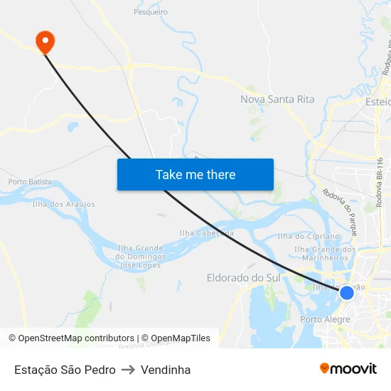 Estação São Pedro to Vendinha map