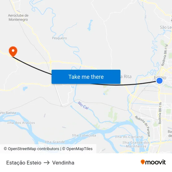 Estação Esteio to Vendinha map