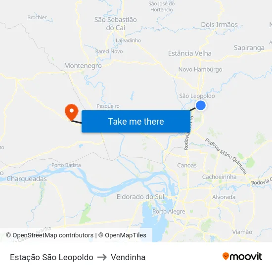 Estação São Leopoldo to Vendinha map