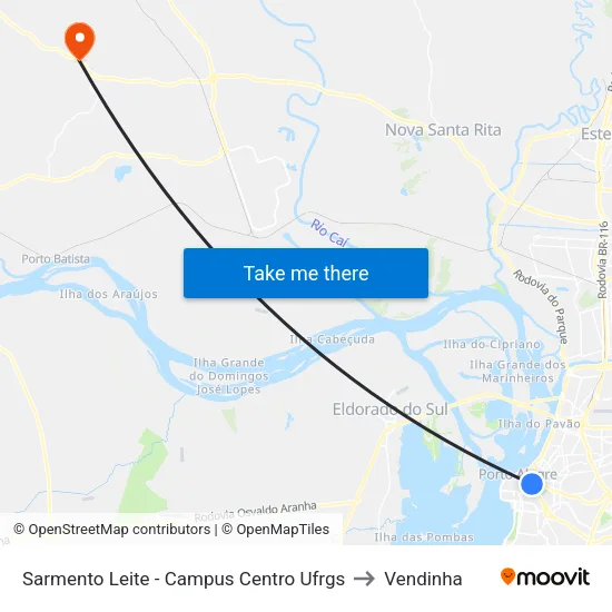 Sarmento Leite - Campus Centro Ufrgs to Vendinha map