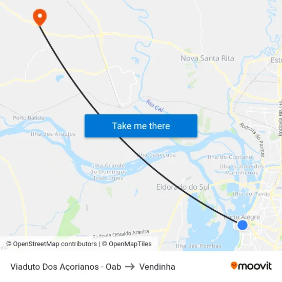 Viaduto Dos Açorianos - Oab to Vendinha map