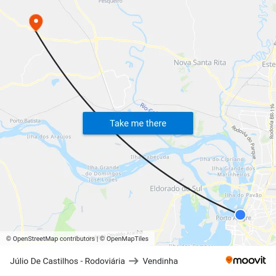 Júlio De Castilhos - Rodoviária to Vendinha map
