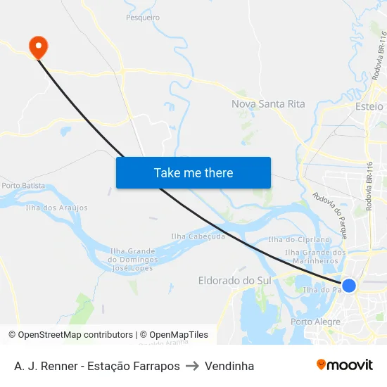 A. J. Renner - Estação Farrapos to Vendinha map