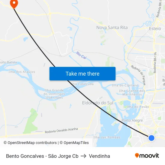 Bento Goncalves - São Jorge Cb to Vendinha map