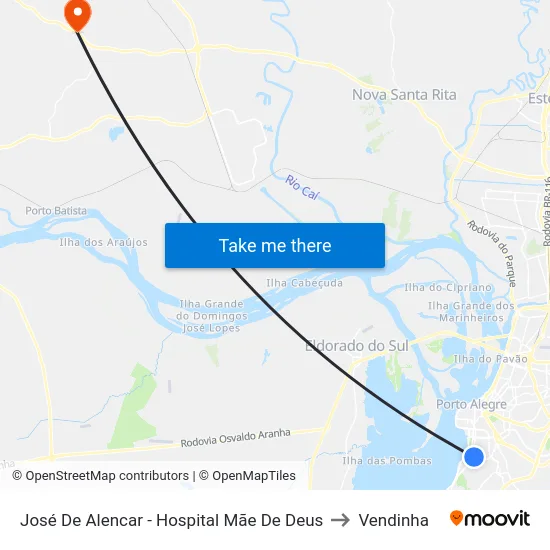 José De Alencar - Hospital Mãe De Deus to Vendinha map