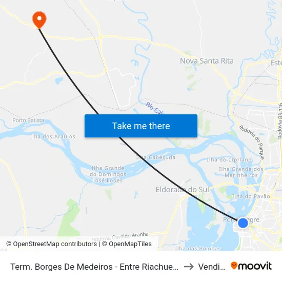Term. Borges De Medeiros - Entre Riachuelo E Jerônimo to Vendinha map