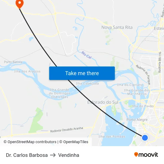 Dr. Carlos Barbosa to Vendinha map