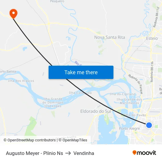 Augusto Meyer - Plínio Ns to Vendinha map